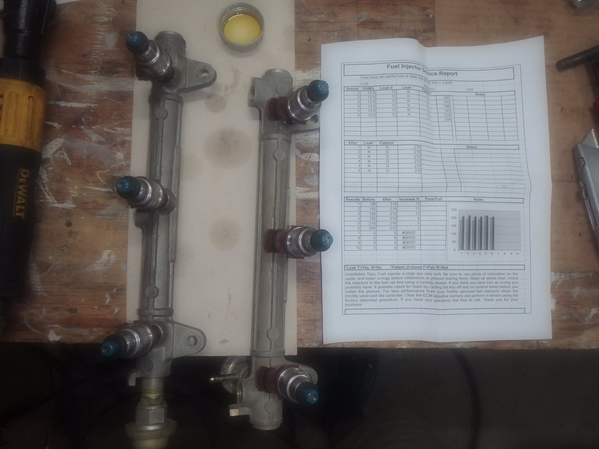 fuel rails with cleaned injectors
